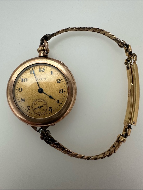 Elgin Jewelry - Vintage Elgin Gold Filled Pocket Watch converted to GF Bracelet Made in USA
